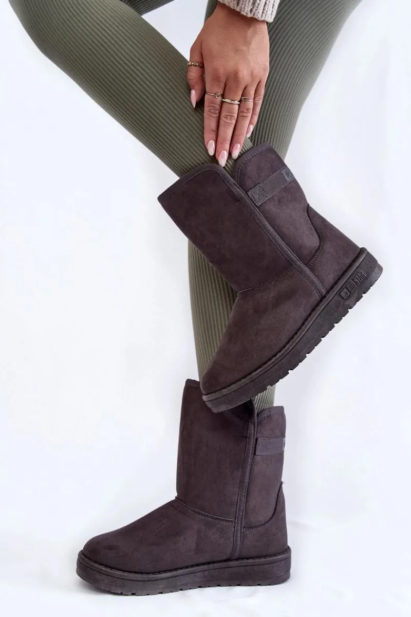 Clearance Damskie Wysokie Śniegowce Big Star KK274619 Szare Damskie Śniegowce Damskie