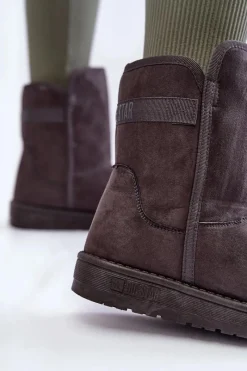 Clearance Damskie Wysokie Śniegowce Big Star KK274619 Szare Damskie Śniegowce Damskie