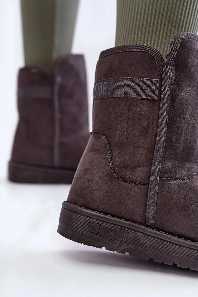 Clearance Damskie Wysokie Śniegowce Big Star KK274619 Szare Damskie Śniegowce Damskie