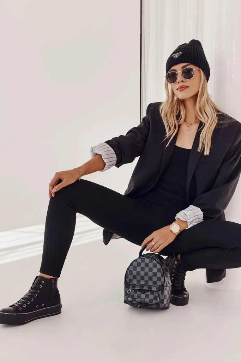 Trampki Ocieplane|Trampki Damskie Big Star>Big Star Shoes Damskie Wysokie Ocieplane Trampki Big Star KK274173 Czarne