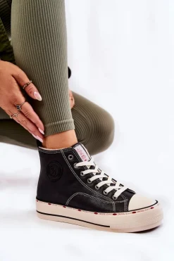 Trampki Damskie Cross Jeans|Trampki Ocieplane></noscript>Cross Jeans Damskie Wysokie Ocieplane Trampki KK2R4042C Czarne