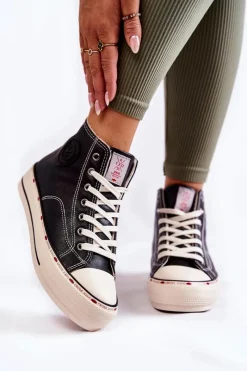 Trampki Damskie Cross Jeans|Trampki Ocieplane></noscript>Cross Jeans Damskie Wysokie Ocieplane Trampki KK2R4042C Czarne