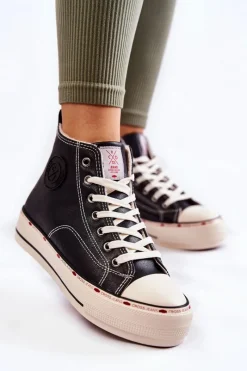 Trampki Damskie Cross Jeans|Trampki Ocieplane></noscript>Cross Jeans Damskie Wysokie Ocieplane Trampki KK2R4042C Czarne