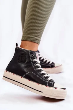 Trampki Damskie Cross Jeans|Trampki Ocieplane></noscript>Cross Jeans Damskie Wysokie Ocieplane Trampki KK2R4042C Czarne