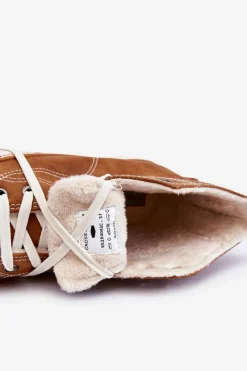 Sale Cross Jeans Damskie Wysokie Ocieplane Trampki KK2R4043C Camel