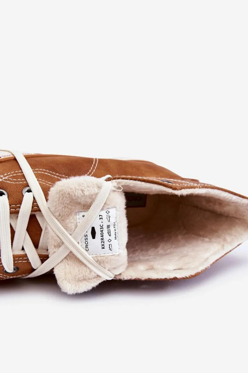 Sale Cross Jeans Damskie Wysokie Ocieplane Trampki KK2R4043C Camel