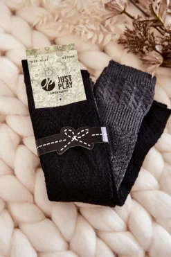 Best Just Play Damskie Wysokie Skarpetki Do Kolan 2-Pak Czarno-Szare