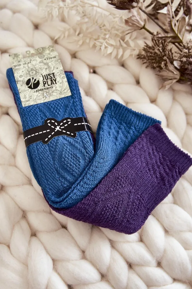 Sale Damskie Wysokie Skarpetki Do Kolan 2-Pak Niebiesko-Fioletowe Skarpetki|Skarpetki