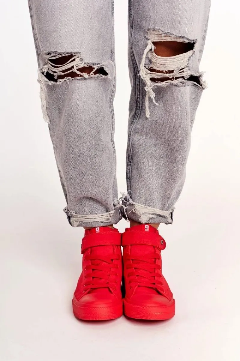 Clearance Big Star Shoes Damskie Wysokie Trampki Big Star FF274580 Czerwone