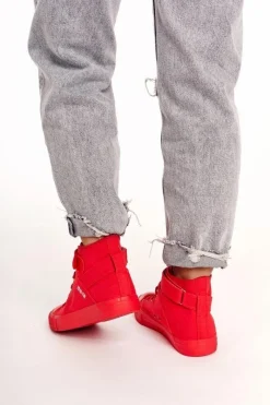 Clearance Big Star Shoes Damskie Wysokie Trampki Big Star FF274580 Czerwone