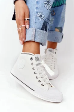 Online Big Star Shoes Damskie Wysokie Trampki Big Star HH274149 Białe
