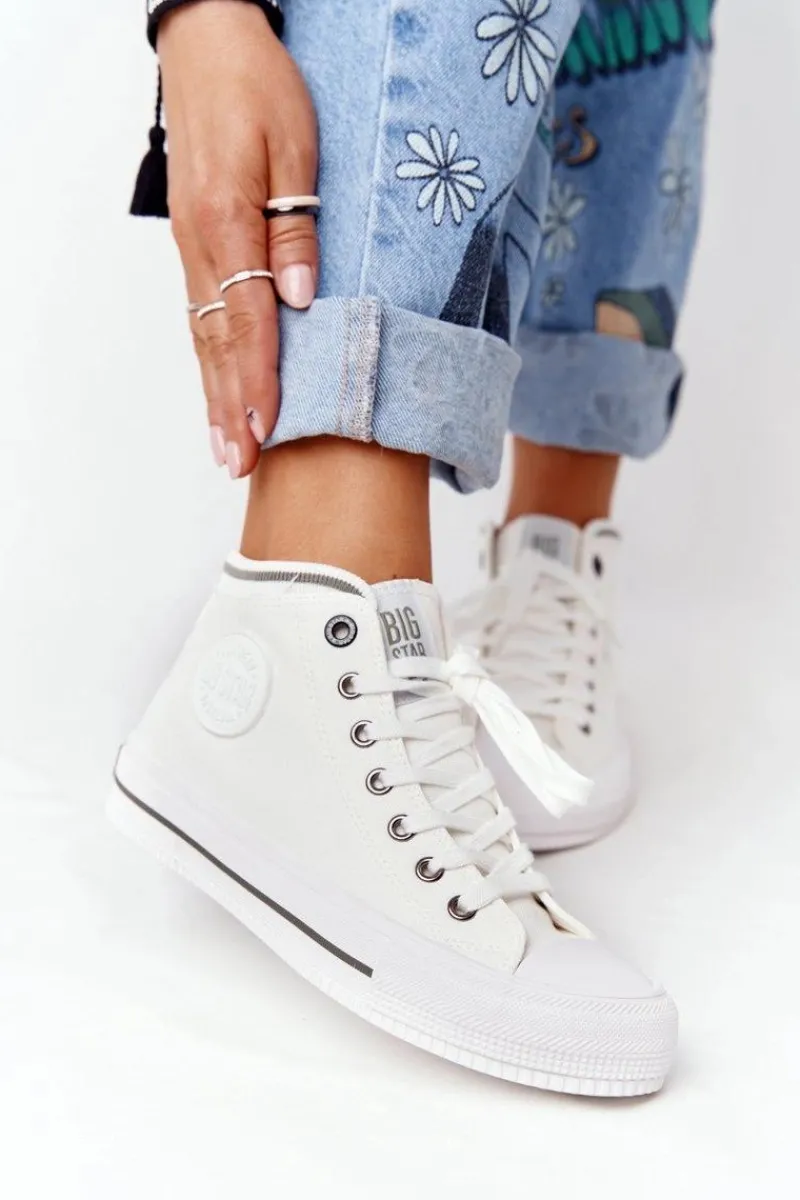 Online Big Star Shoes Damskie Wysokie Trampki Big Star HH274149 Białe