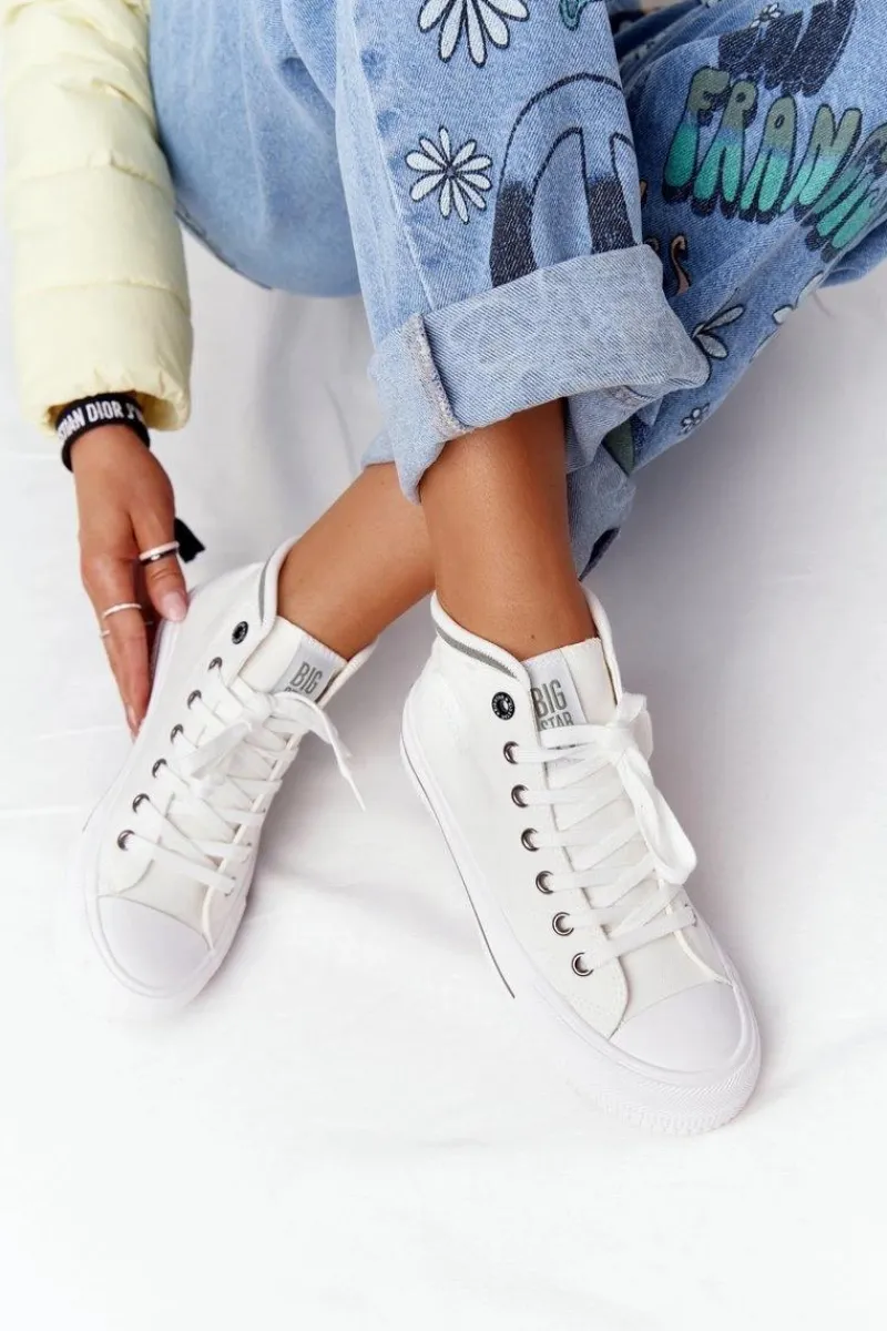 Online Big Star Shoes Damskie Wysokie Trampki Big Star HH274149 Białe