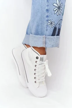 Online Big Star Shoes Damskie Wysokie Trampki Big Star HH274149 Białe
