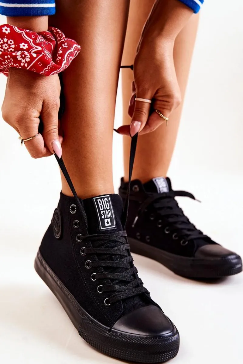 Sale Damskie Wysokie Trampki Big Star FF274A170 Czarne Damskie Trampki Damskie Big Star|Trampki Damskie Wysokie