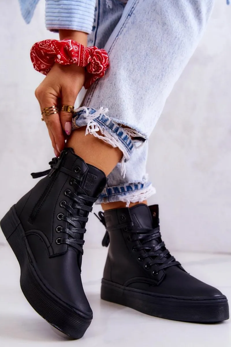 Trampki Damskie Big Star|Trampki Damskie Wysokie>Big Star Shoes Damskie Wysokie Trampki BIG STAR II274096 Czarne