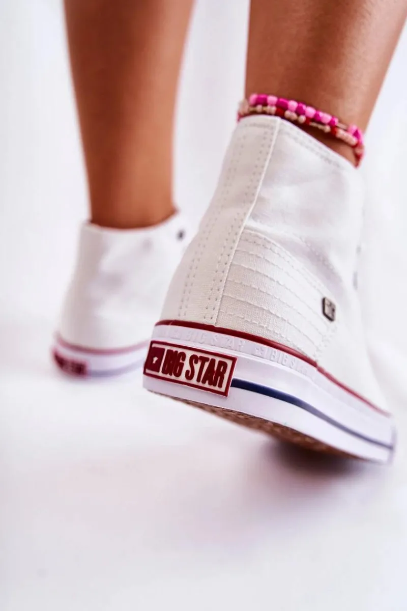 Discount Damskie Wysokie Trampki Big Star DD274332 Białe Damskie Trampki Damskie Big Star|Trampki Damskie Wysokie