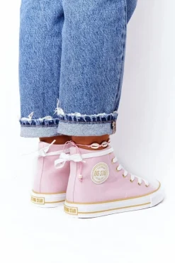 Clearance Big Star Shoes Damskie Wysokie Trampki Big Star HH274447 Różowe