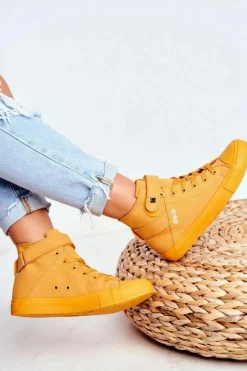 Best Damskie Wysokie Trampki Big Star FF274581 Żółte Damskie Trampki Damskie Big Star|Trampki Damskie Wysokie