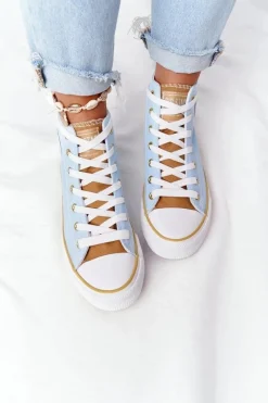 Best Damskie Wysokie Trampki Big Star HH274449 Niebieskie Damskie Trampki Damskie Big Star|Trampki Damskie Wysokie
