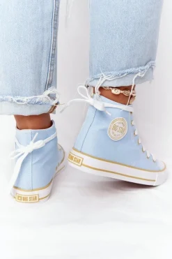 Best Damskie Wysokie Trampki Big Star HH274449 Niebieskie Damskie Trampki Damskie Big Star|Trampki Damskie Wysokie