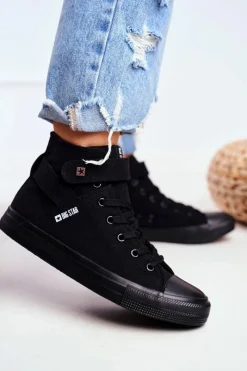 Trampki Damskie Big Star|Trampki Damskie Wysokie>Big Star Shoes Damskie Wysokie Trampki Big Star FF274578 Czarne