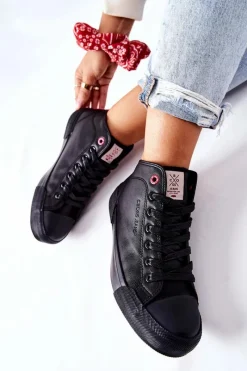 Outlet Cross Jeans Damskie Wysokie Trampki II2R4032C Czarne Czarny