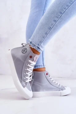 Damskie Wysokie Trampki JJ2R4057C Szare Damskie Trampki Damskie Cross Jeans|Trampki Damskie Wysokie