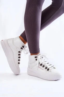 Trampki Damskie Cross Jeans|Trampki Damskie Wysokie>Cross Jeans Damskie Wysokie Trampki KK2R4028C Białe