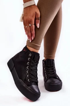 Trampki Damskie Cross Jeans|Trampki Ocieplane></noscript>Cross Jeans Damskie Wysokie Trampki KK2R4055C Czarne