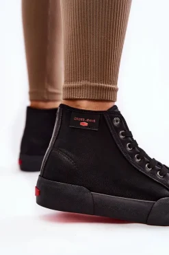 Trampki Damskie Cross Jeans|Trampki Ocieplane></noscript>Cross Jeans Damskie Wysokie Trampki KK2R4055C Czarne