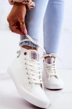 Trampki Damskie Cross Jeans|Trampki Damskie Wysokie>Cross Jeans Damskie Wysokie Trampki JJ2R4056C Białe