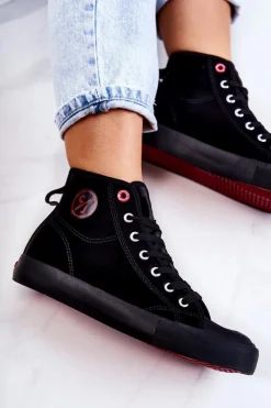 Discount Cross Jeans Damskie Wysokie Trampki JJ2R4055C Czarne Czarny