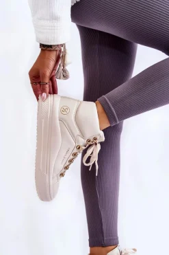 Outlet Cross Jeans Damskie Wysokie Trampki KK2R4027C Beżowe