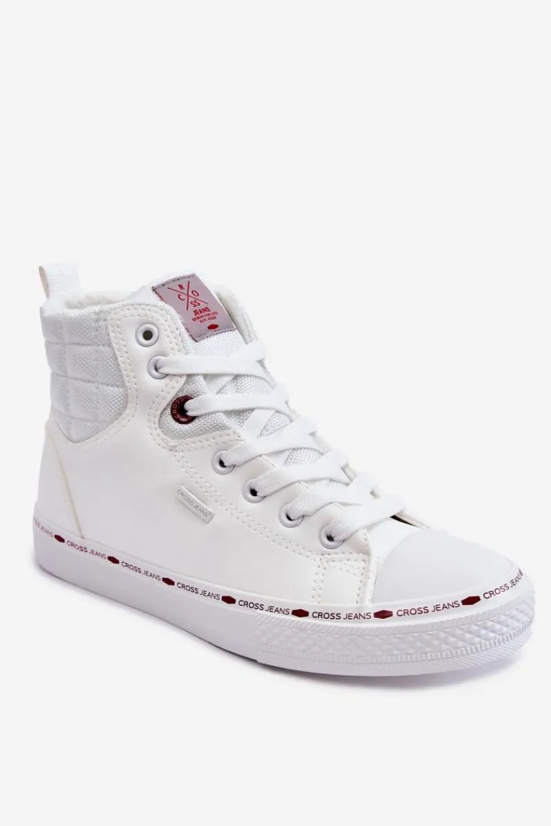 Online Damskie Wysokie Trampki KK2R4060C Białe Damskie Trampki Damskie Cross Jeans|Trampki Ocieplane