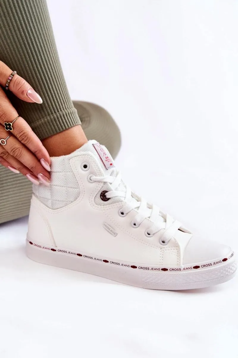 Online Damskie Wysokie Trampki KK2R4060C Białe Damskie Trampki Damskie Cross Jeans|Trampki Ocieplane
