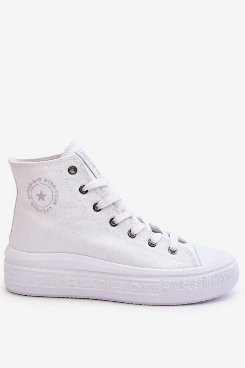 Outlet Damskie Wysokie Trampki Materiałowe Big Star LL274A183 Białe Damskie Trampki Damskie Big Star|Trampki Damskie Wysokie