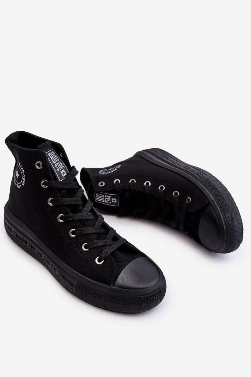 Sale Damskie Wysokie Trampki Materiałowe Big Star LL274A182 Czarne Damskie Trampki Damskie Big Star|Trampki Damskie Wysokie