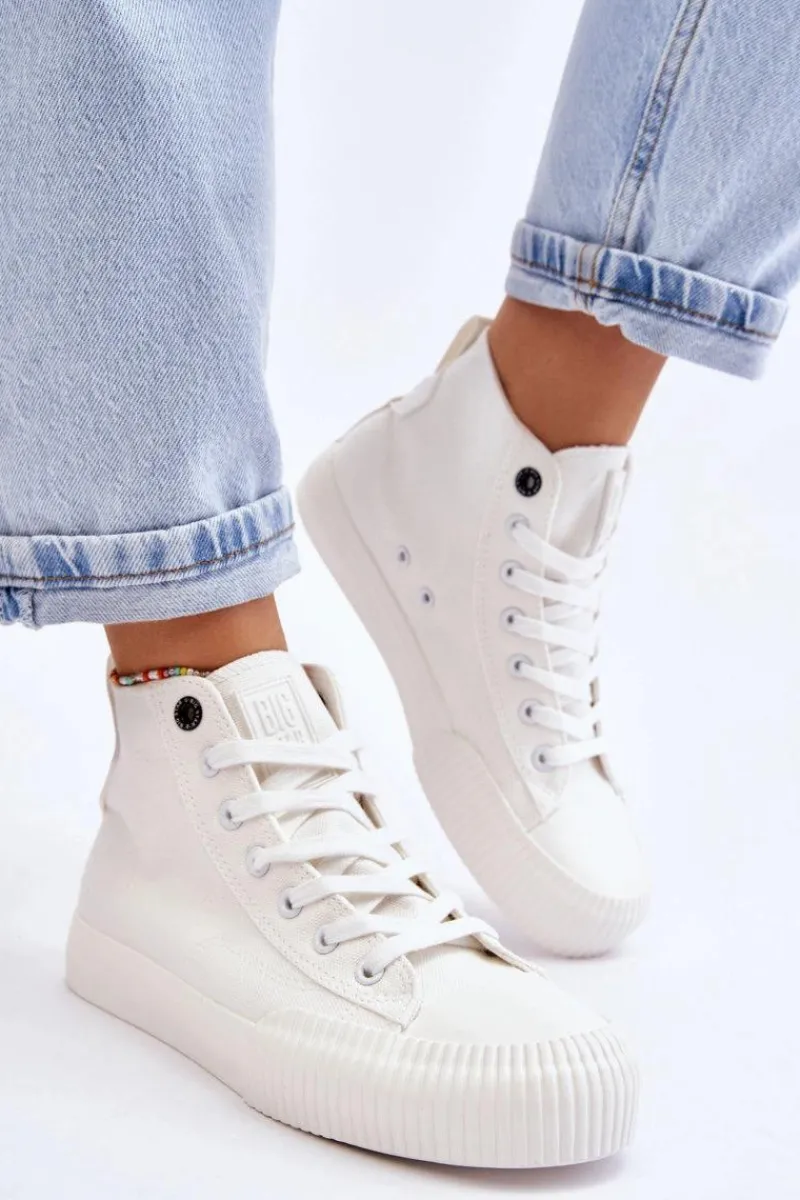 Trampki Damskie Big Star|Trampki Damskie Wysokie>Big Star Shoes Damskie Wysokie Trampki Materiałowe Big Star LL274445 Białe Biały