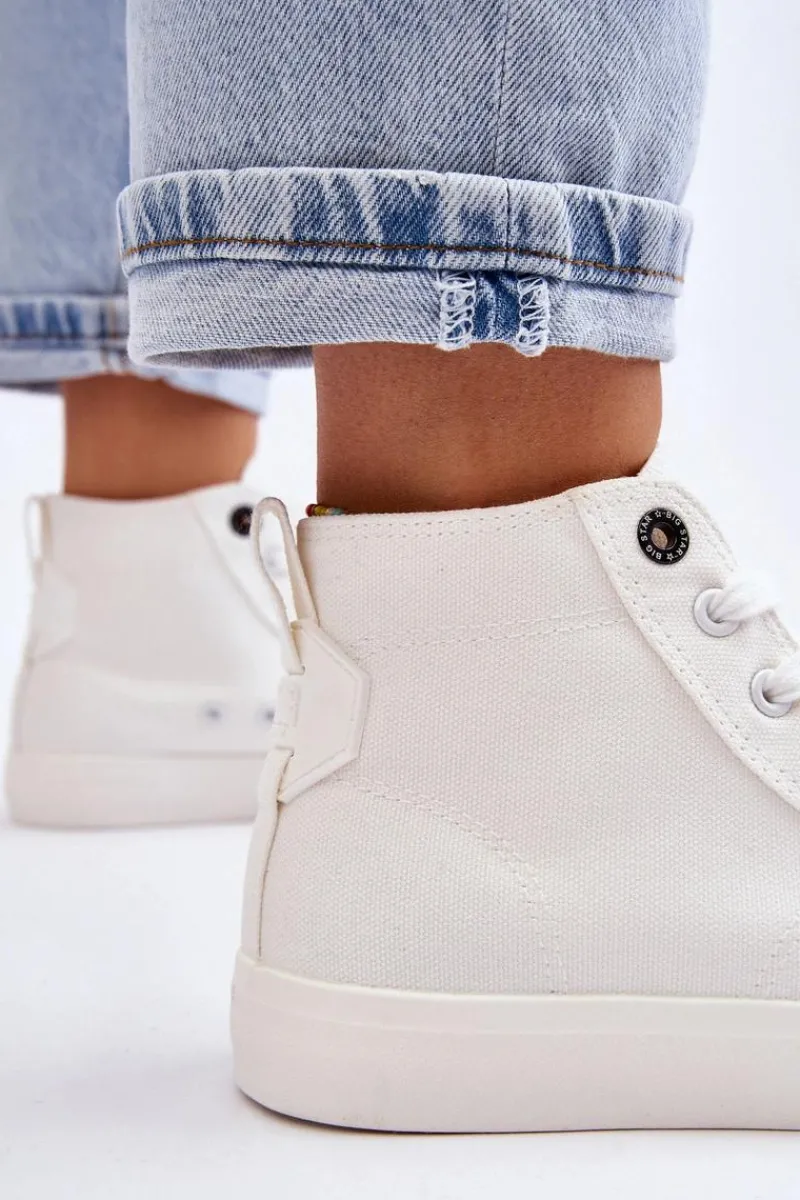 Trampki Damskie Big Star|Trampki Damskie Wysokie>Big Star Shoes Damskie Wysokie Trampki Materiałowe Big Star LL274445 Białe Biały