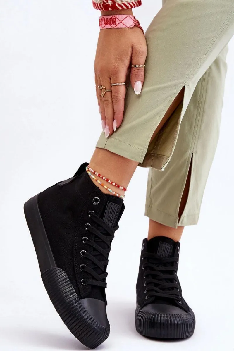 Online Damskie Wysokie Trampki Materiałowe Big Star LL274444 Czarne Damskie Trampki Damskie Big Star|Trampki Damskie Wysokie