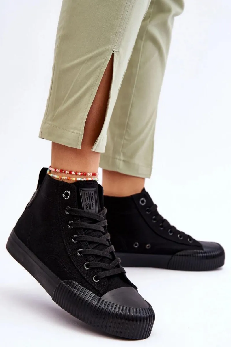 Online Damskie Wysokie Trampki Materiałowe Big Star LL274444 Czarne Damskie Trampki Damskie Big Star|Trampki Damskie Wysokie