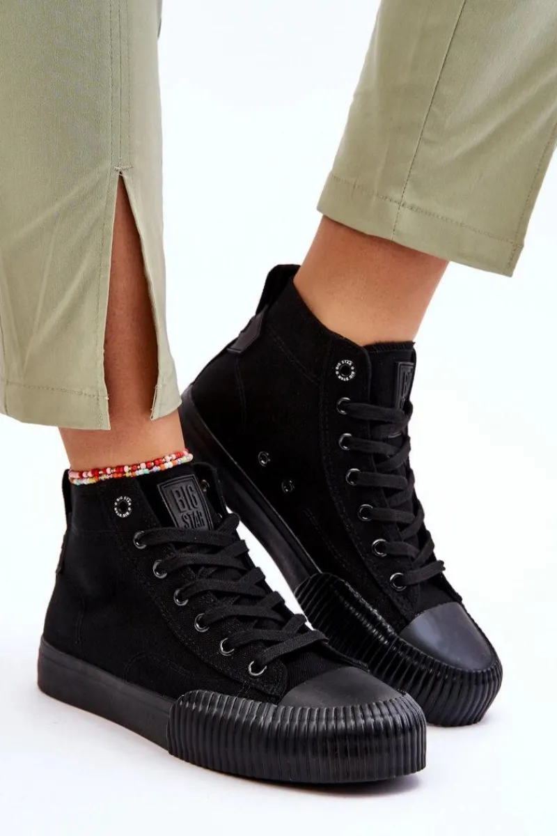 Online Damskie Wysokie Trampki Materiałowe Big Star LL274444 Czarne Damskie Trampki Damskie Big Star|Trampki Damskie Wysokie