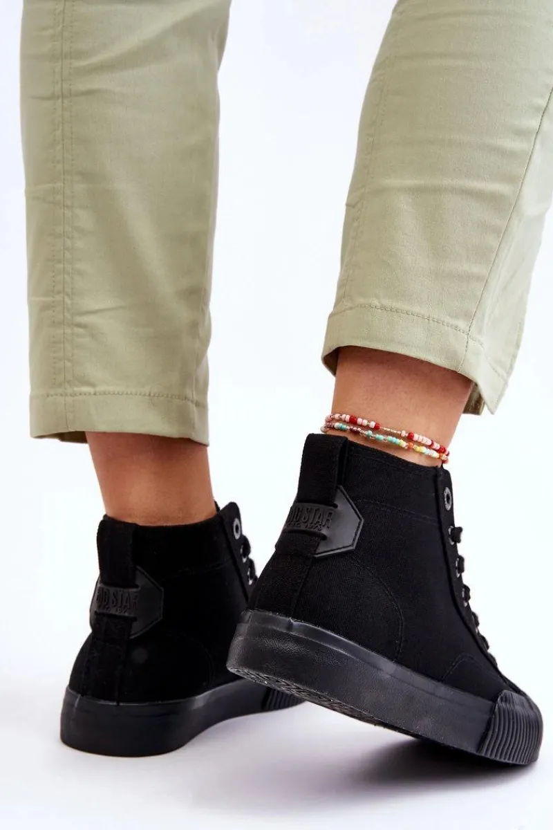 Online Damskie Wysokie Trampki Materiałowe Big Star LL274444 Czarne Damskie Trampki Damskie Big Star|Trampki Damskie Wysokie