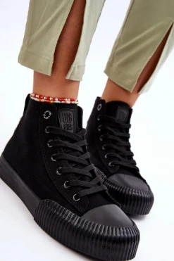 Online Damskie Wysokie Trampki Materiałowe Big Star LL274444 Czarne Damskie Trampki Damskie Big Star|Trampki Damskie Wysokie