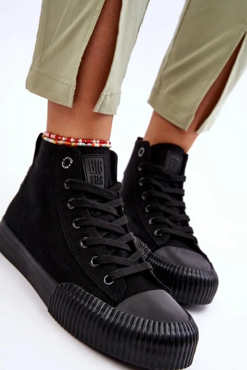 Online Damskie Wysokie Trampki Materiałowe Big Star LL274444 Czarne Damskie Trampki Damskie Big Star|Trampki Damskie Wysokie