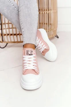 Hot Boto Damskie Wysokie Trampki Na Platformie Różowe Nice Girl