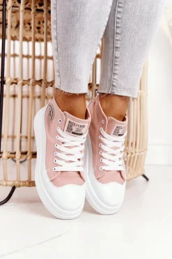 Hot Boto Damskie Wysokie Trampki Na Platformie Różowe Nice Girl