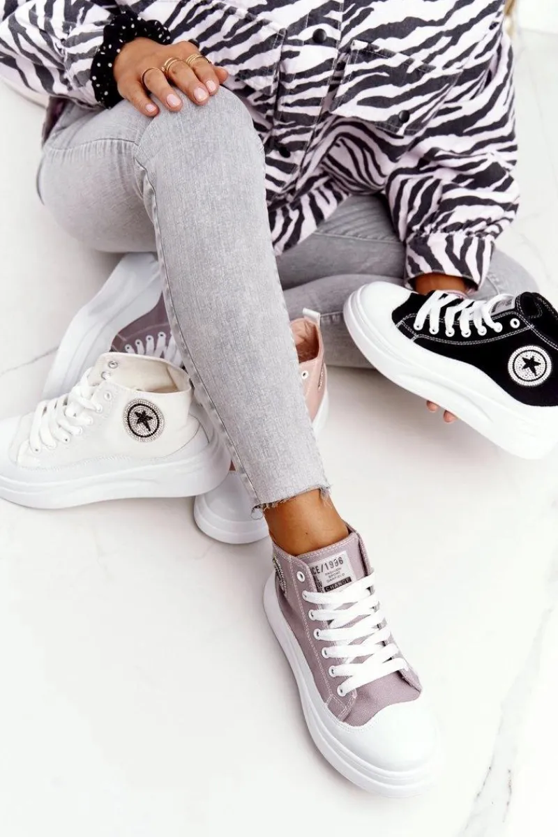 Clearance Damskie Wysokie Trampki Na Platformie Czarne Nice Girl Damskie Trampki Damskie Wysokie