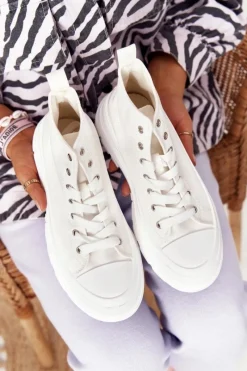 Sale Damskie Wysokie Trampki Na Dużej Podeszwie Białe Trissy Damskie Trampki Damskie Wysokie